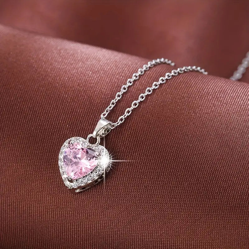 Alina — Pink Heart Zirconia Necklace