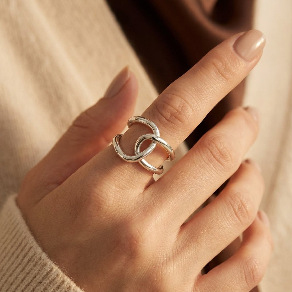 Aimee — Interlaced Silver Open Ring