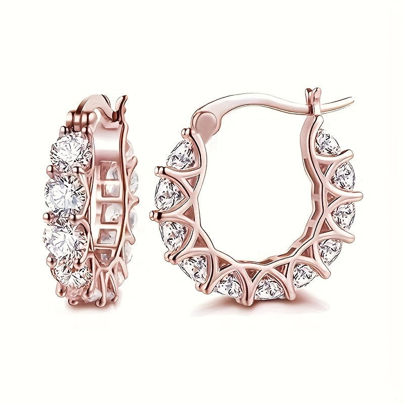 Ingrid — Zirconia-Inlaid Circle Hoop Earrings