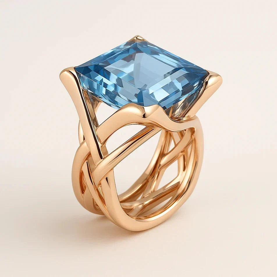 Odile — Vintage Gold Blue Gemstone Ring