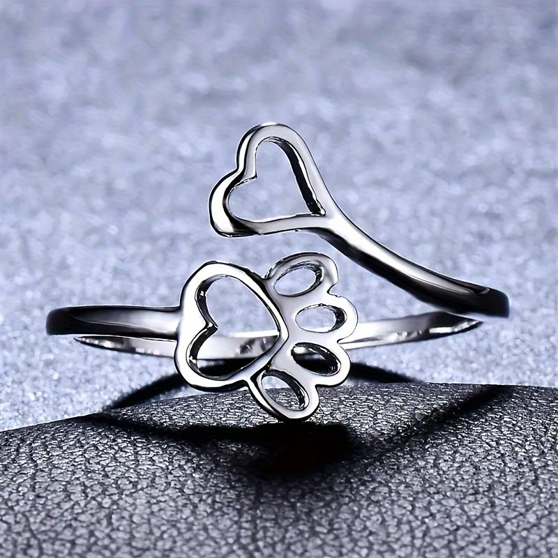 Sunny — Paw Print & Heart Ring
