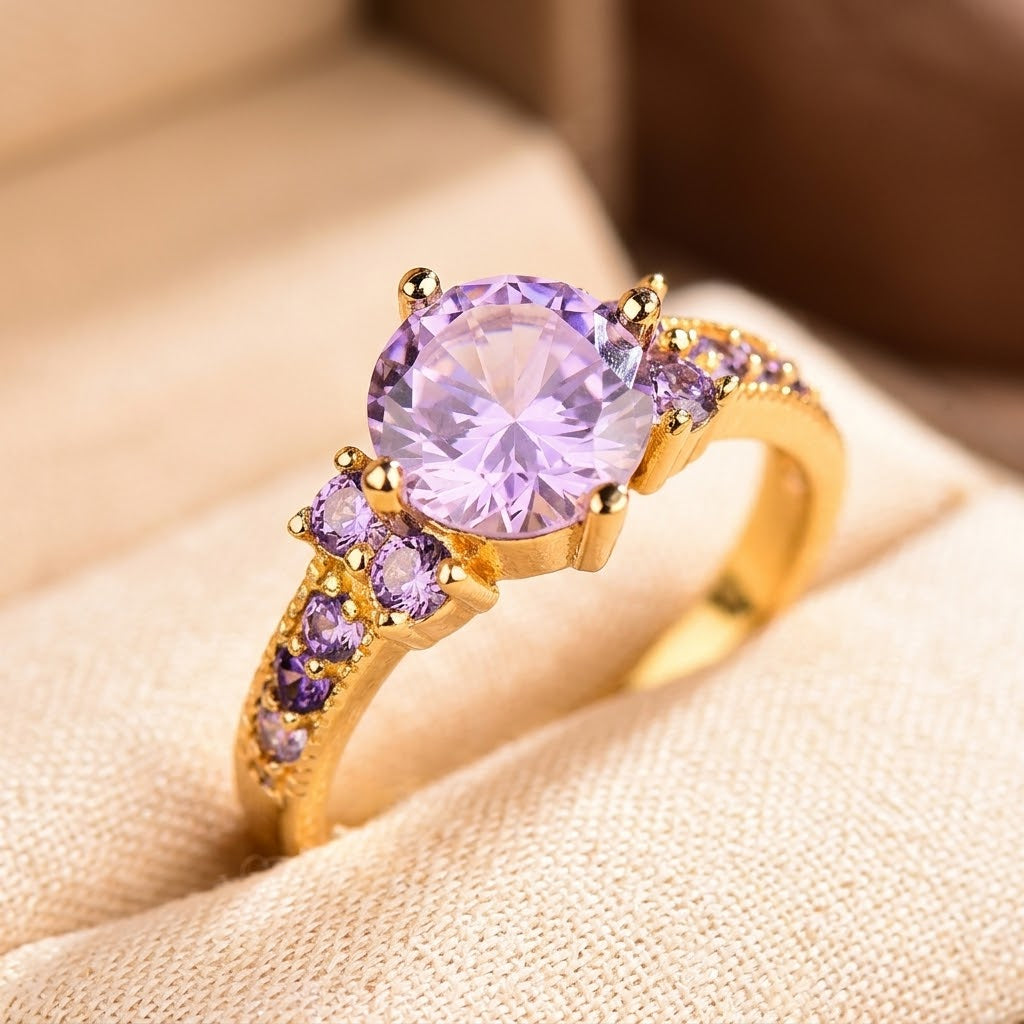 Odile — Gold Amethyst Ring