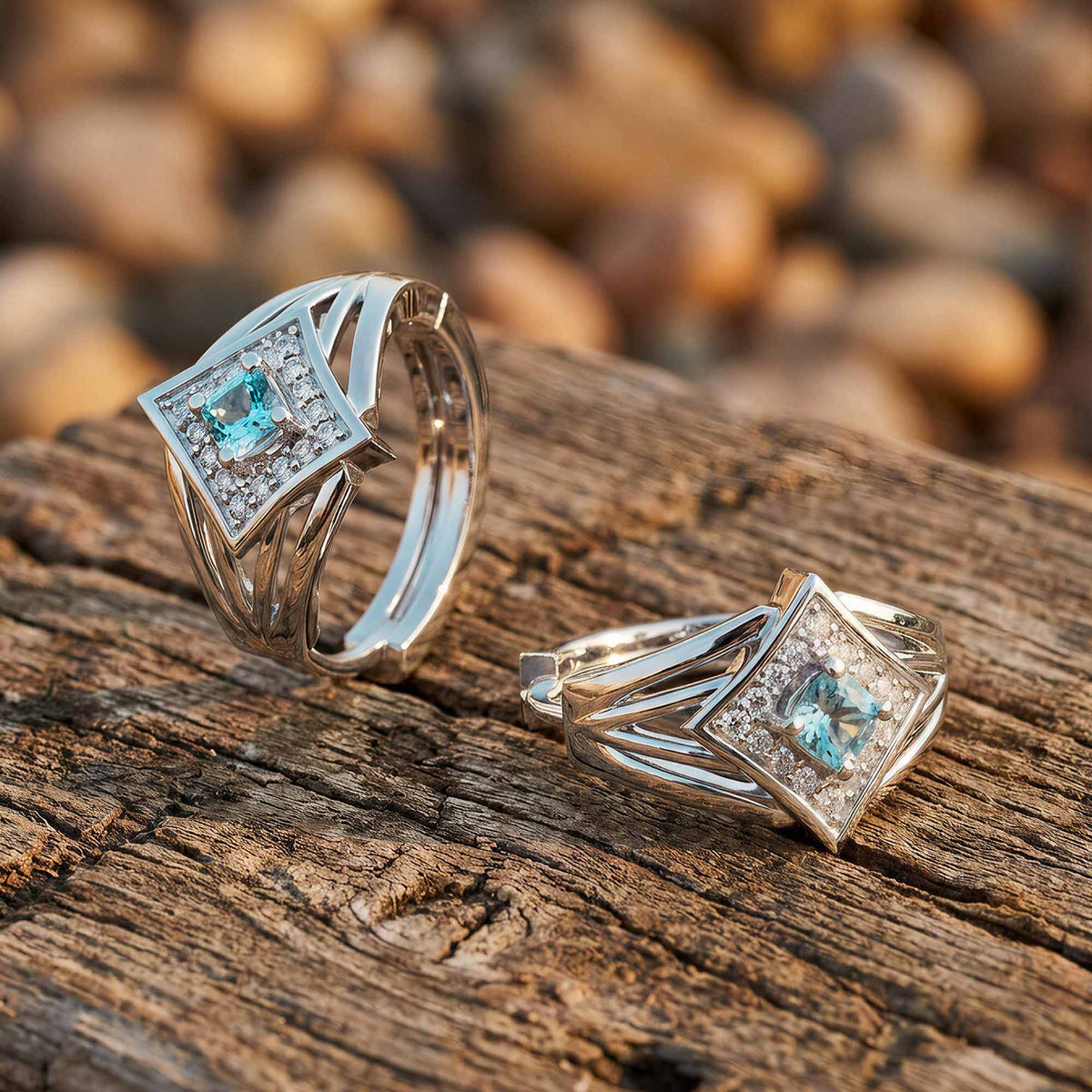 Icy Blue Geometric Hoop Earrings — product view 2