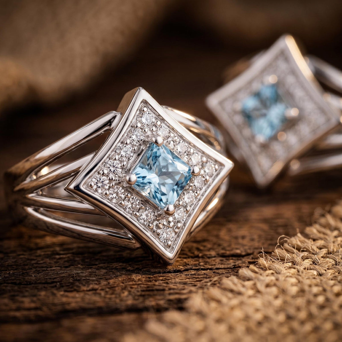 Icy Blue Geometric Hoop Earrings — product view 3