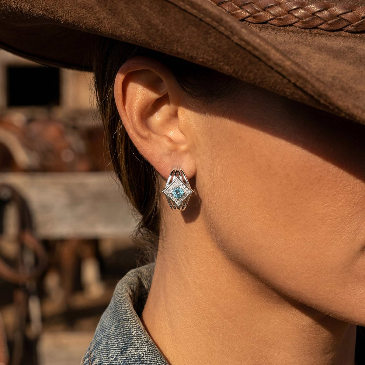 Icy Blue Geometric Hoop Earrings — product view 5