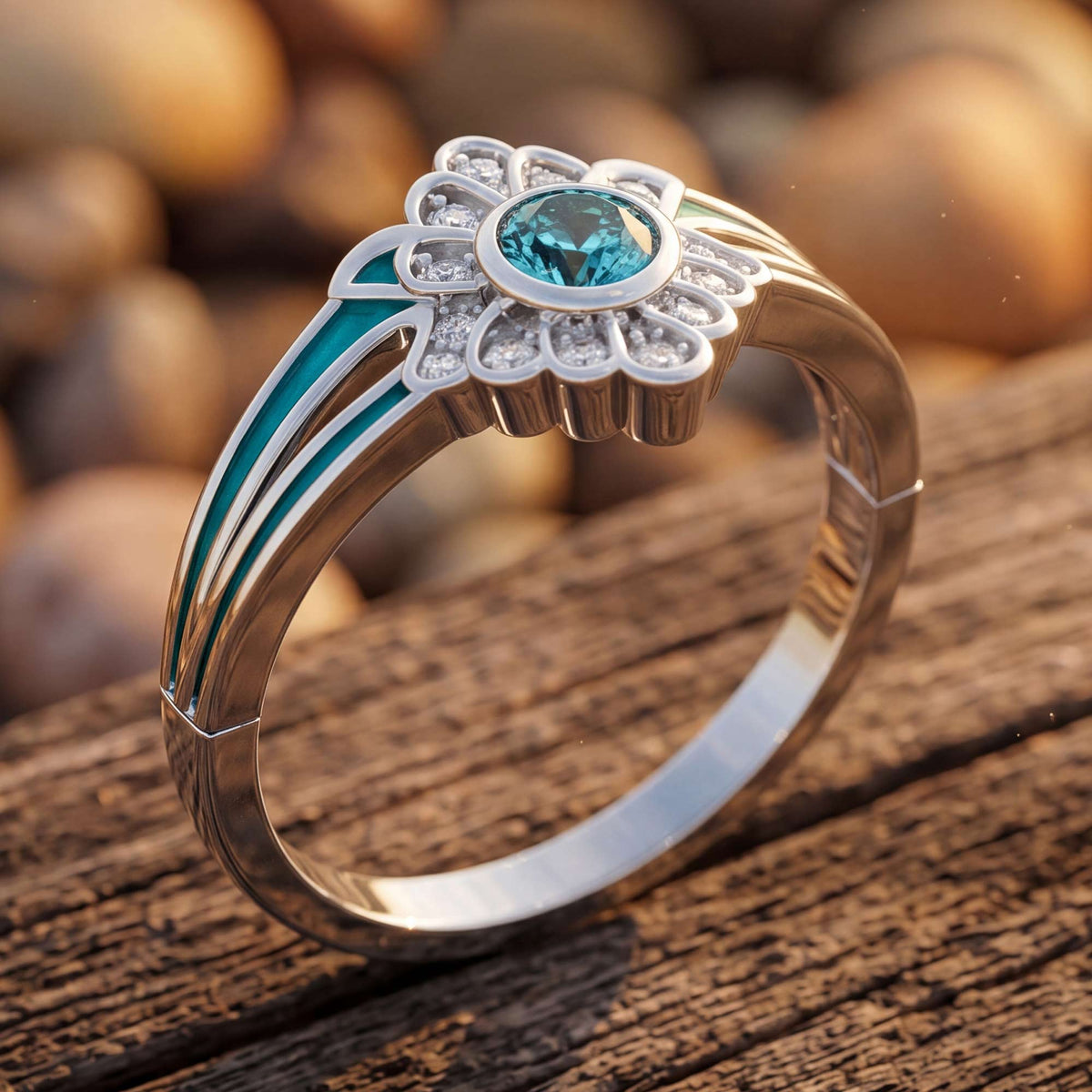 Icy Blue Blossom Ring — product view 2