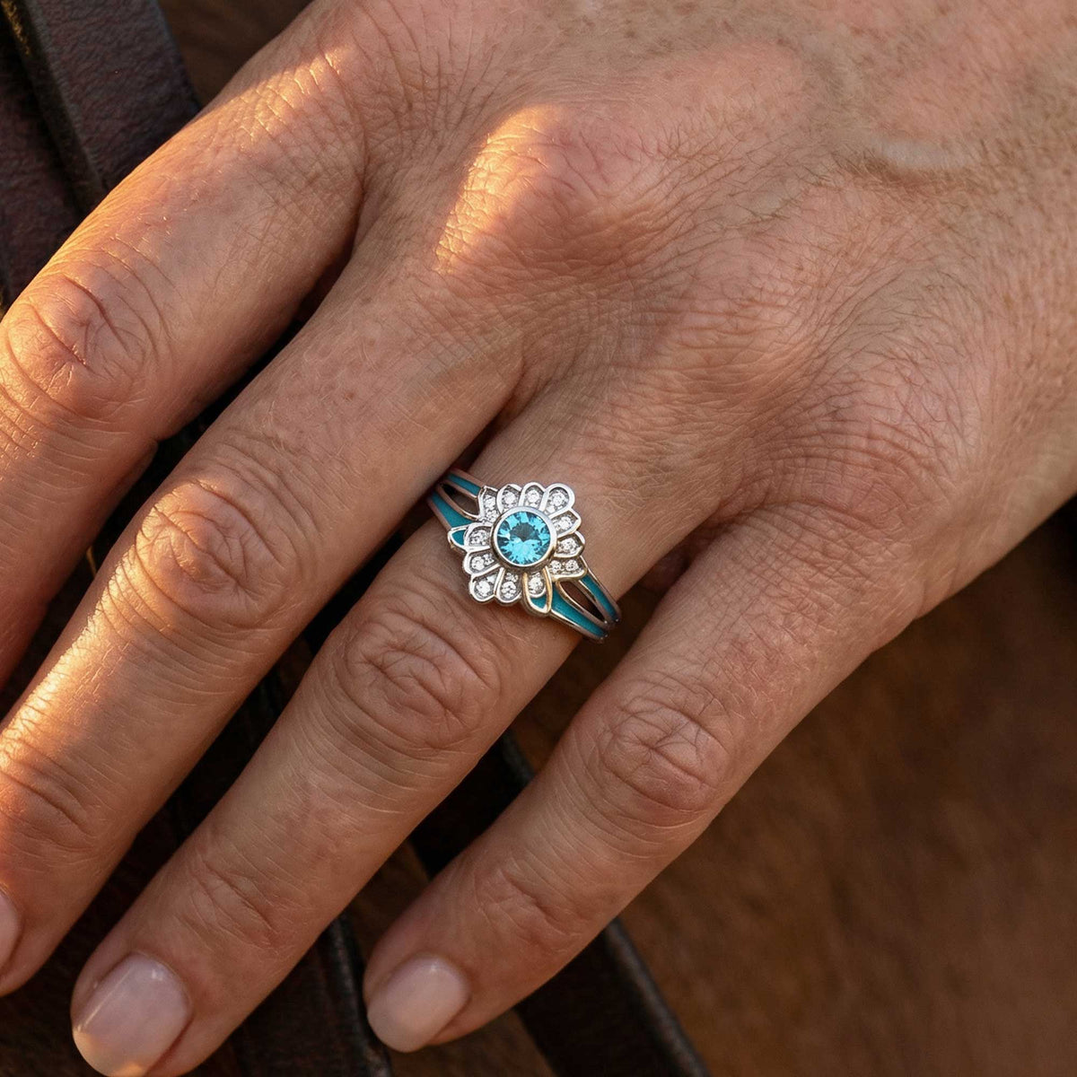 Icy Blue Blossom Ring — product view 3