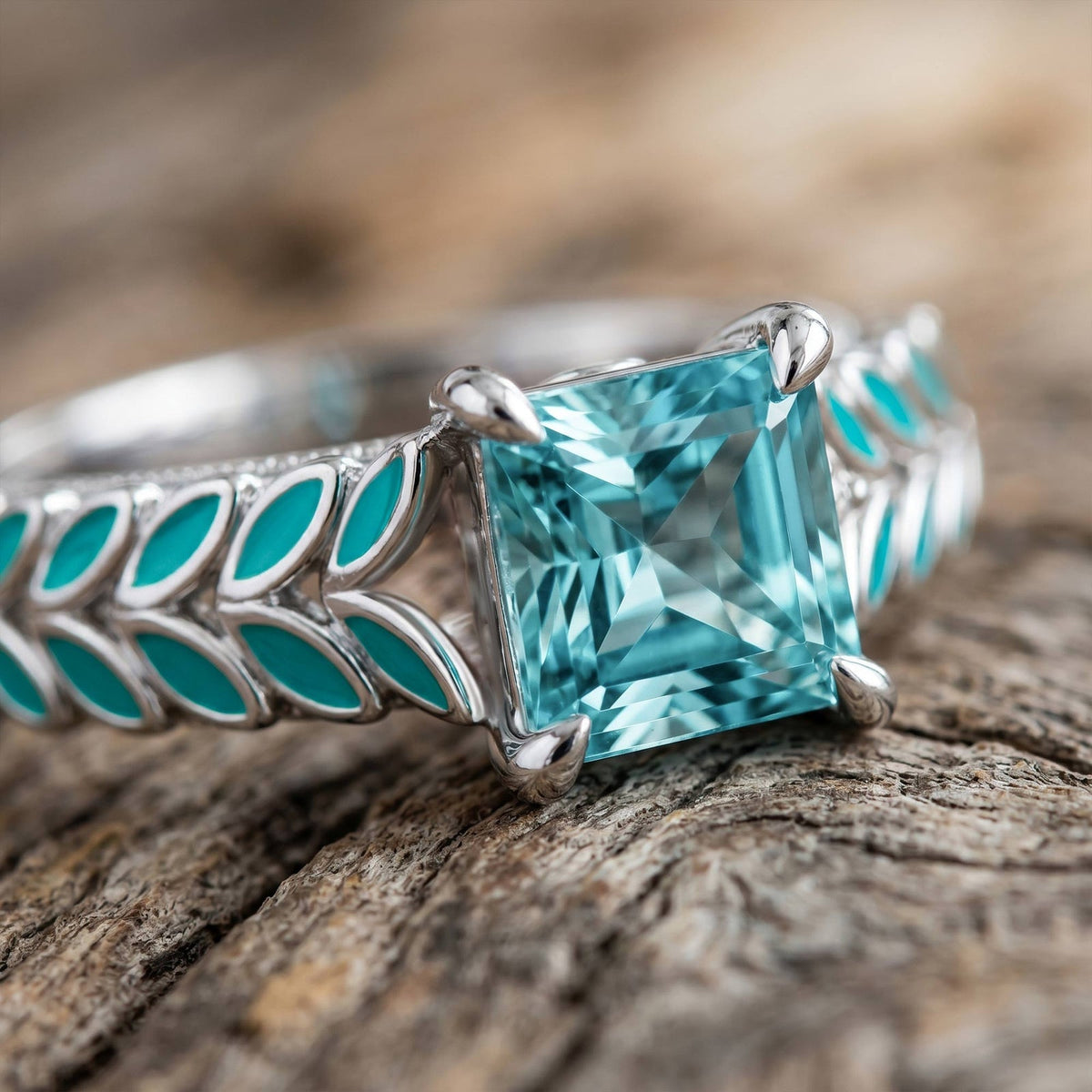 Icy Blue Leaf Accent Ring — product view 2