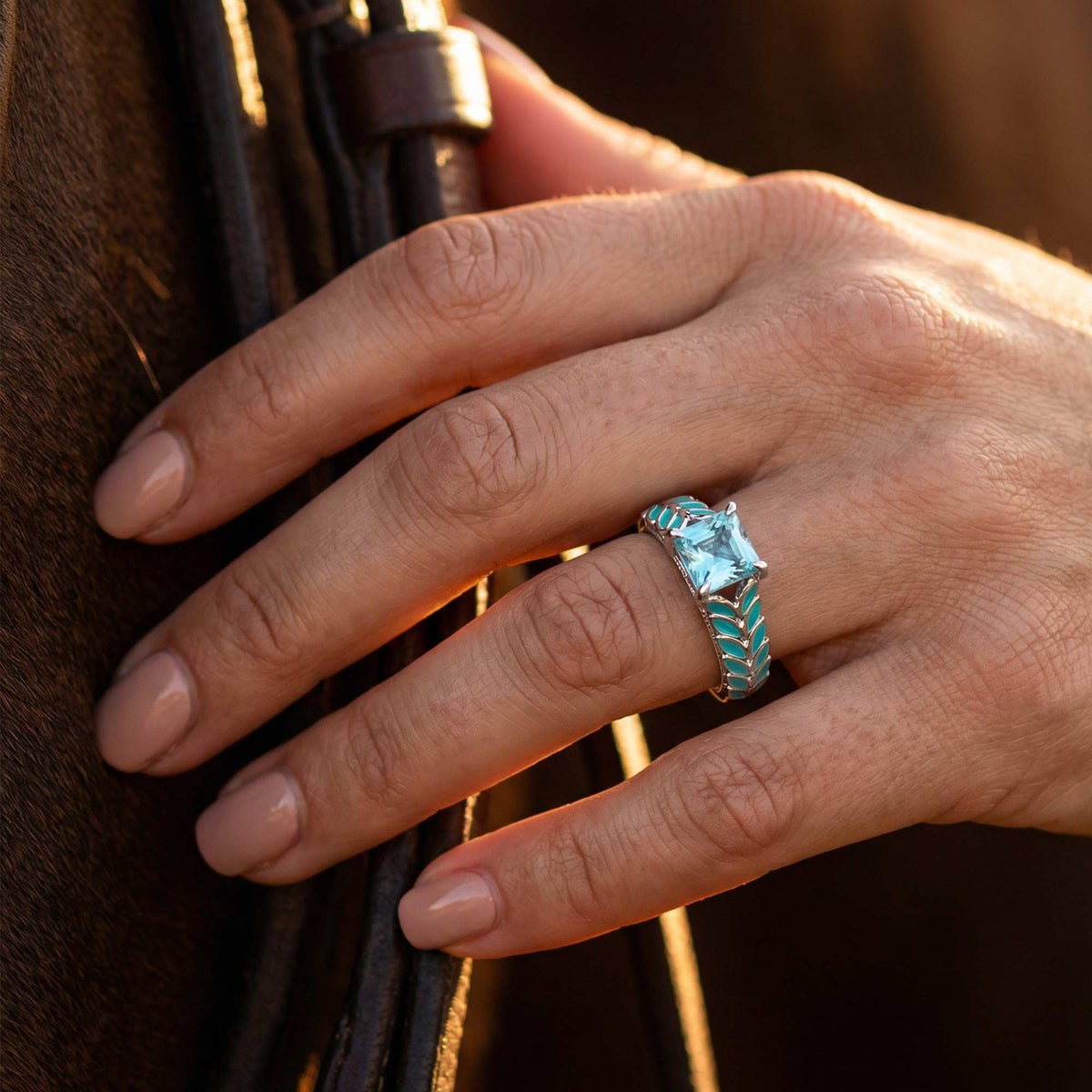 Icy Blue Leaf Accent Ring — product view 3