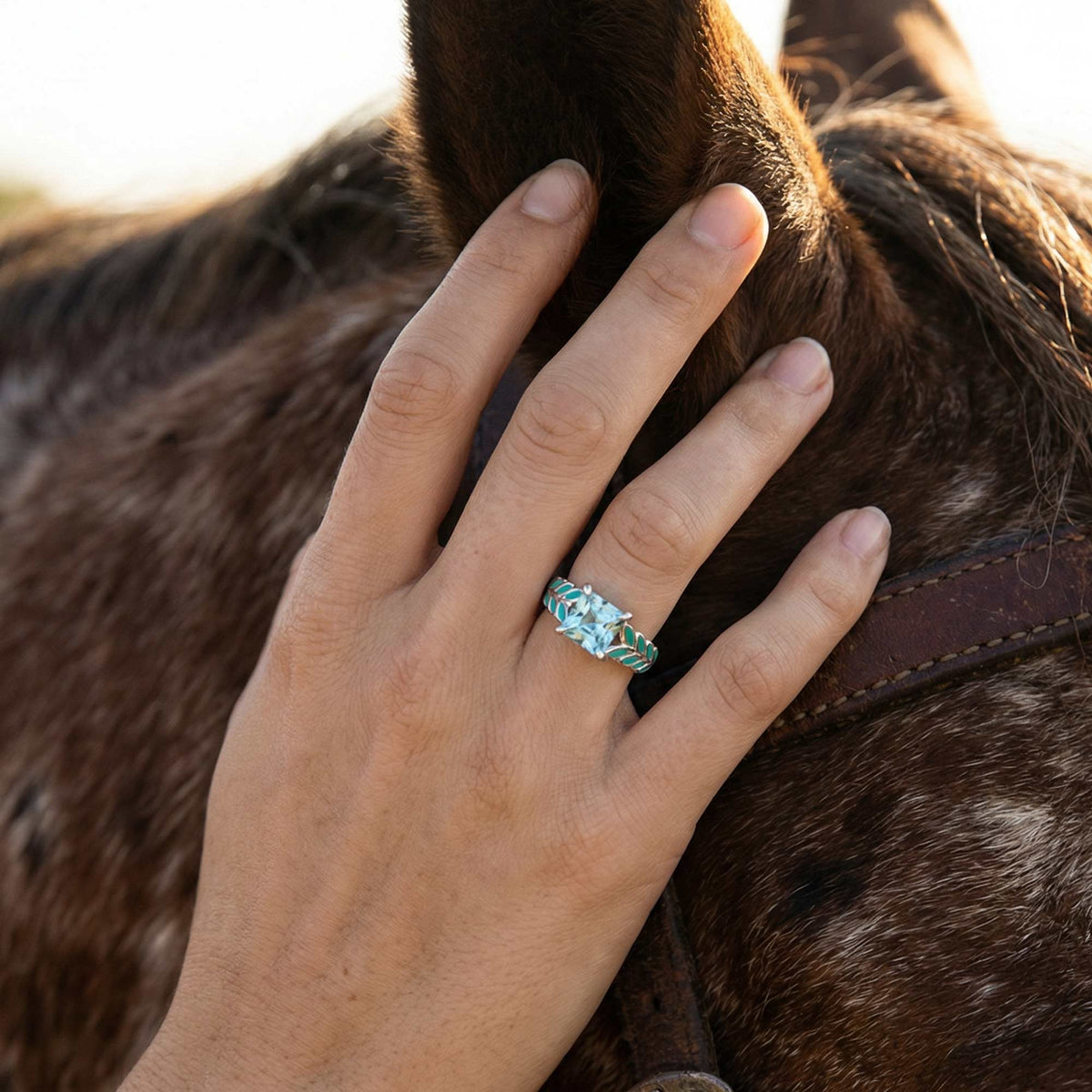 Icy Blue Leaf Accent Ring — product view 4