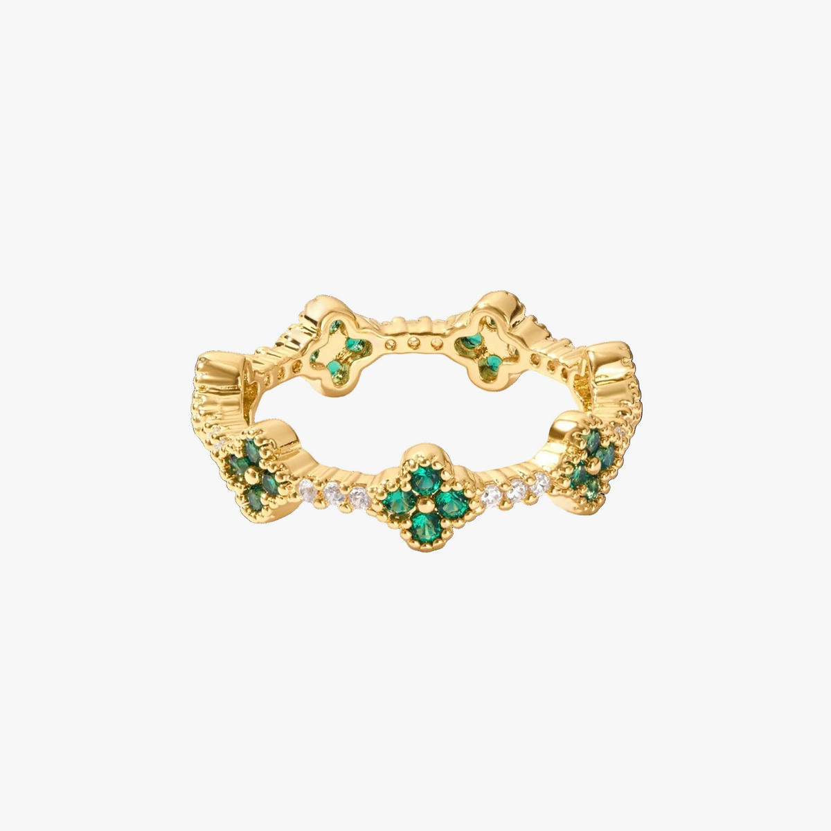 Viola — Four-Leaf Clover Crystal Ring