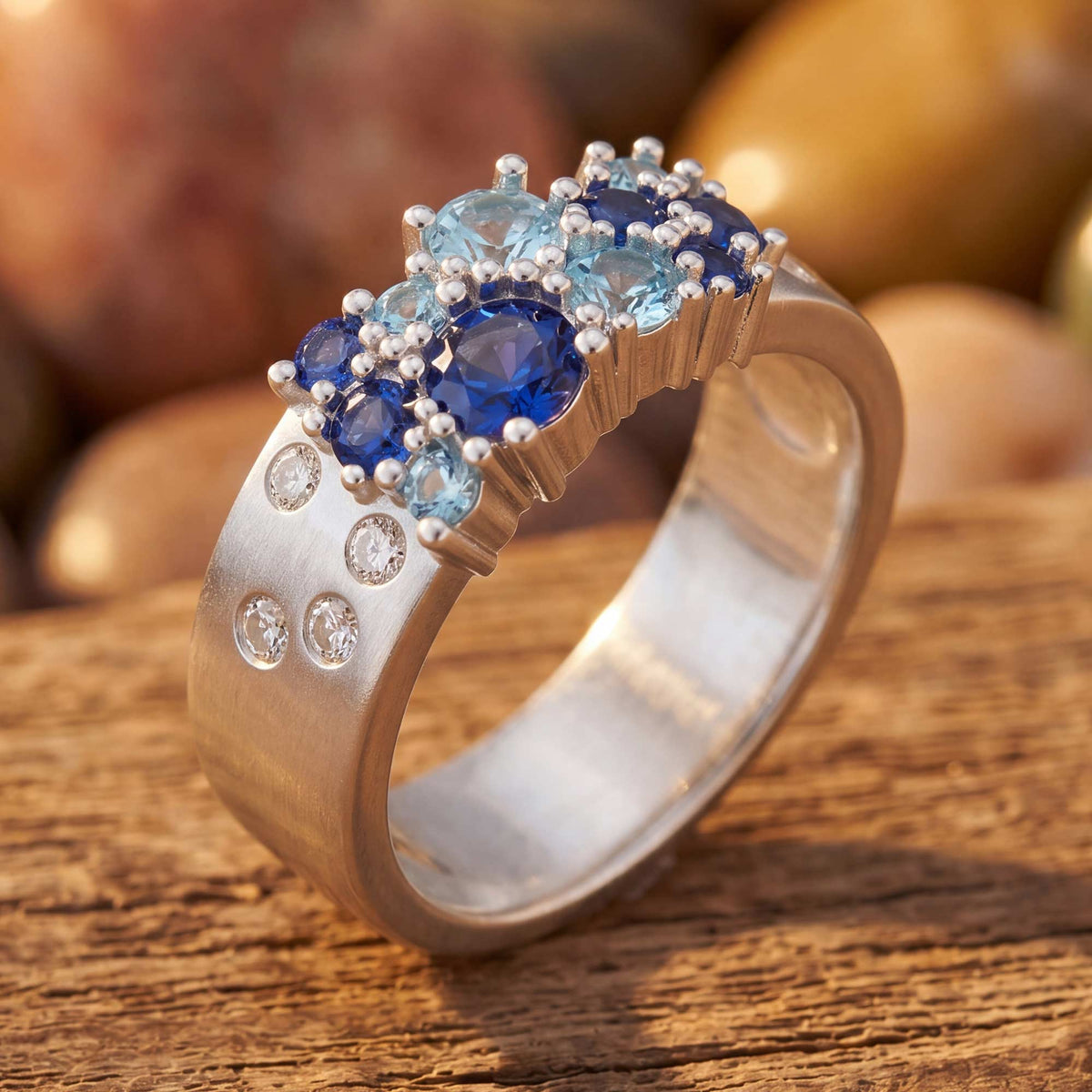 Blue Tide Cluster Ring — product view 2