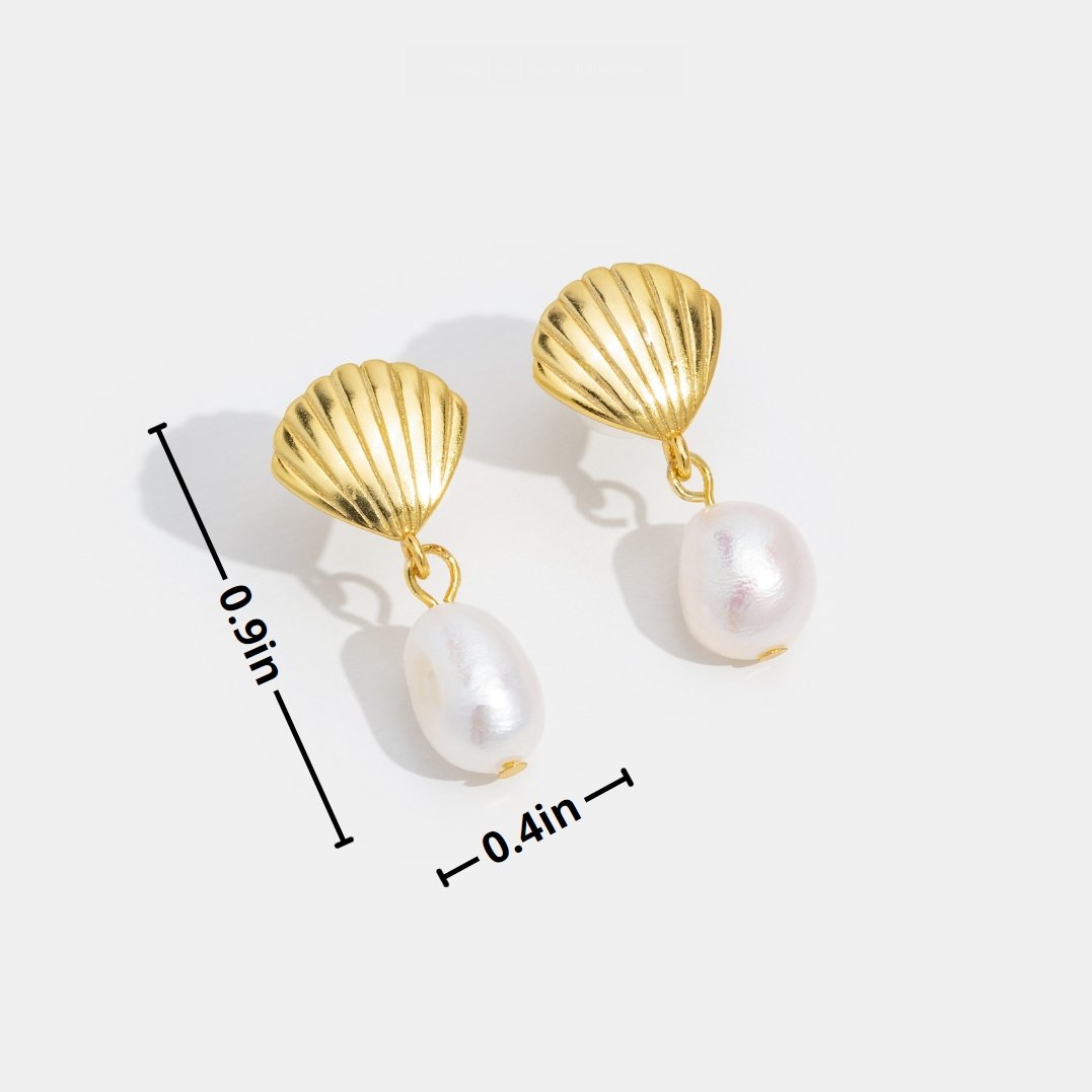 Rita — Freshwater Pearl & Gold Shell Earrings