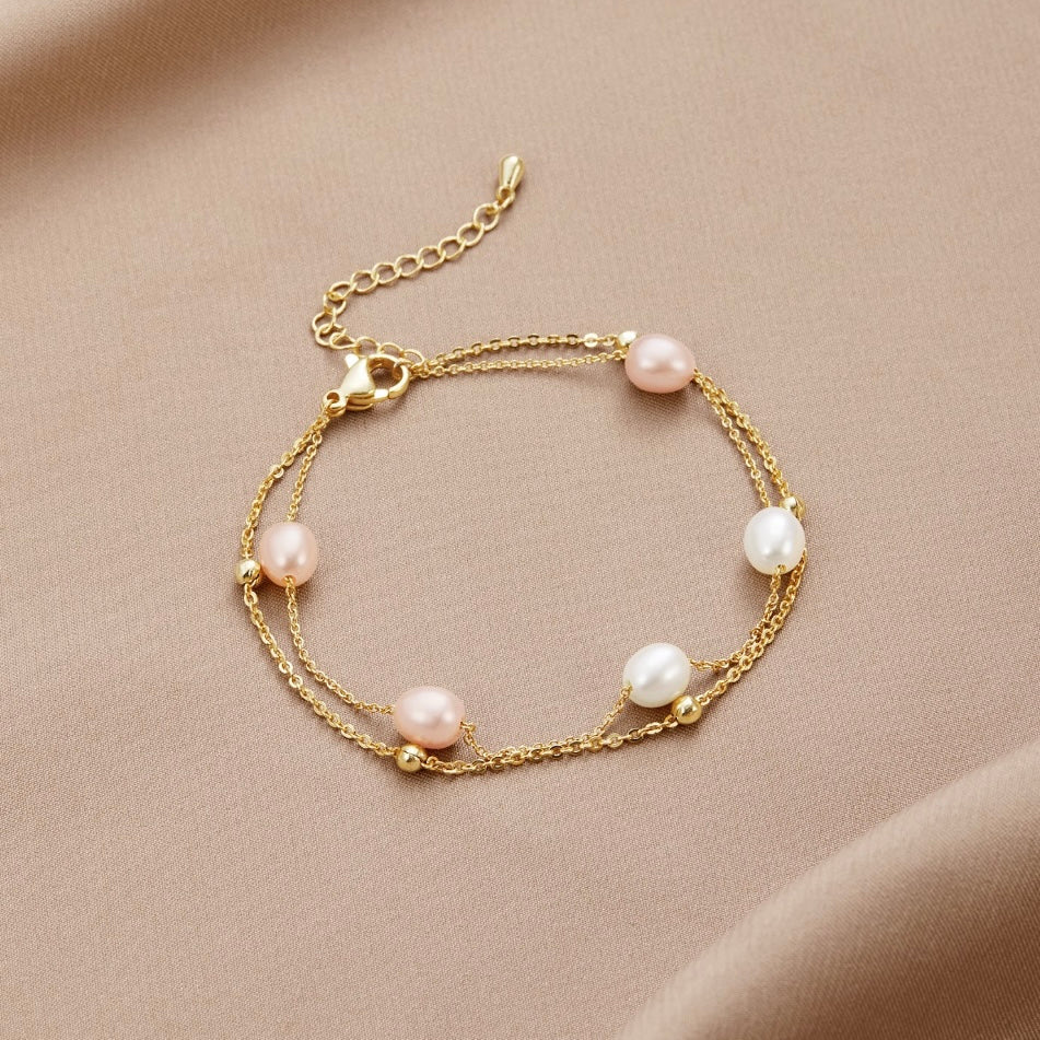 Flavia — Layered Freshwater Pearl Bracelet
