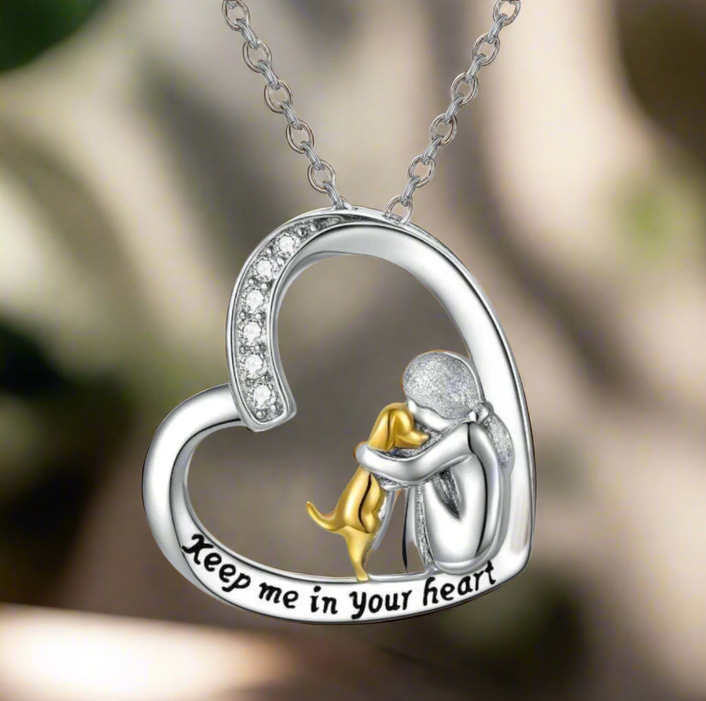 Jada — 925 Sterling Silver Necklace – Heart & Dog Design with Zirconia