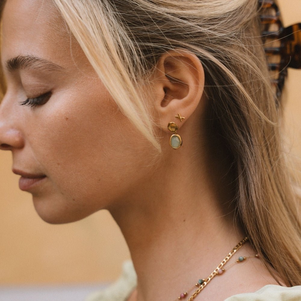 Lucrezia — Gold Aquamarine Drop Earrings