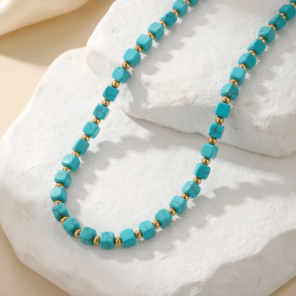 Nova — Turquoise Bead & Gold Accent Necklace