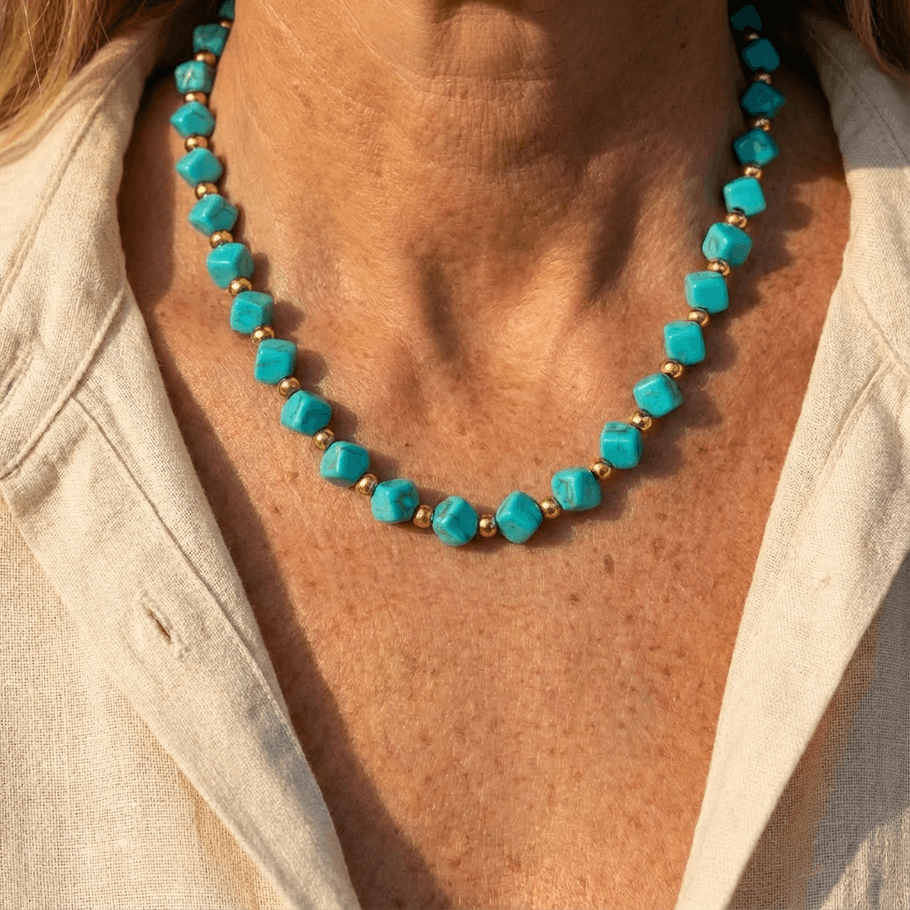 Nova — Turquoise Bead & Gold Accent Necklace