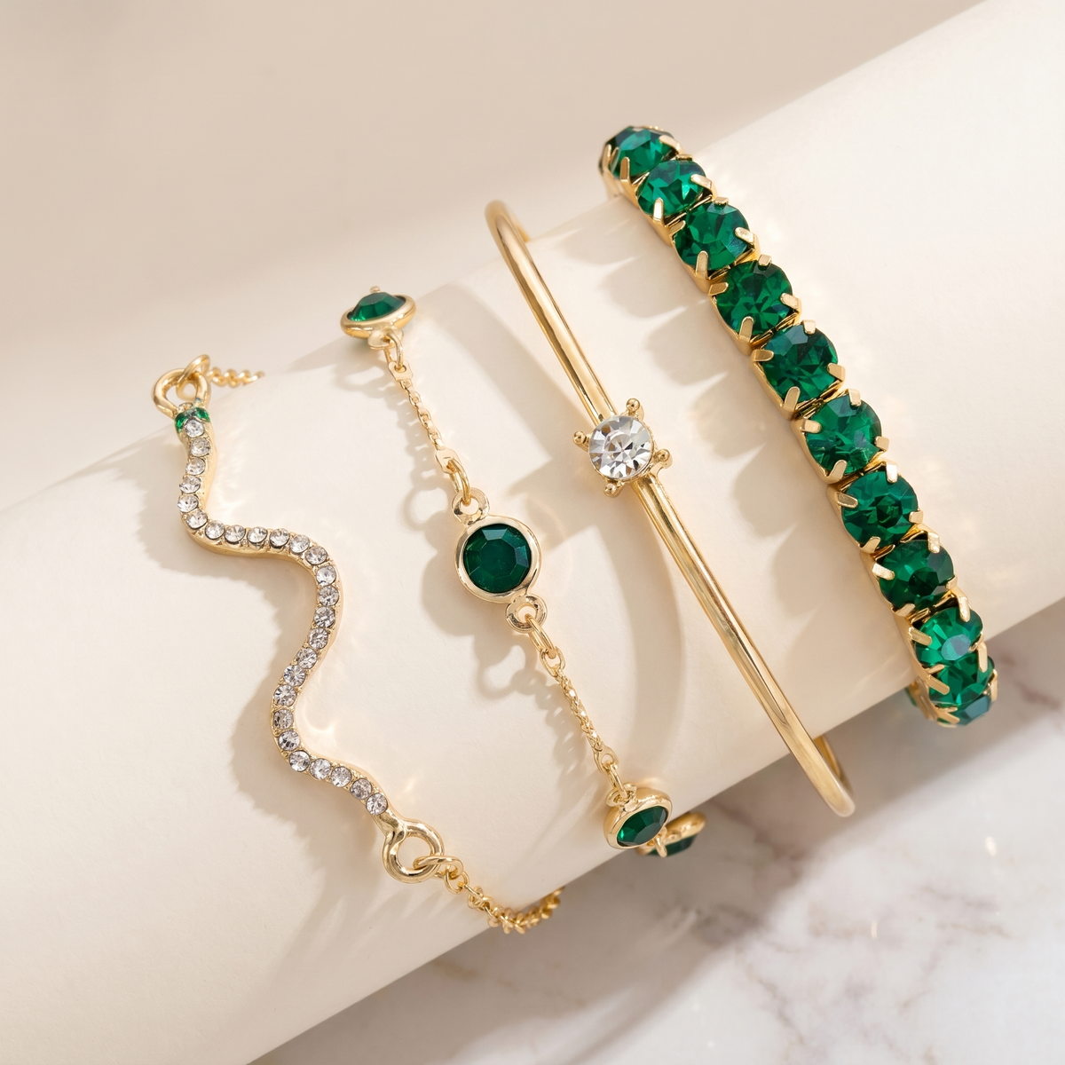 Lumi — Green Stone Bracelet Set
