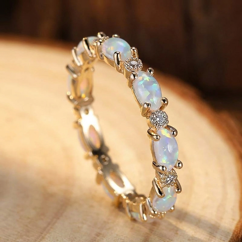 Rosalie — Vintage Gold Opal Eternity Ring