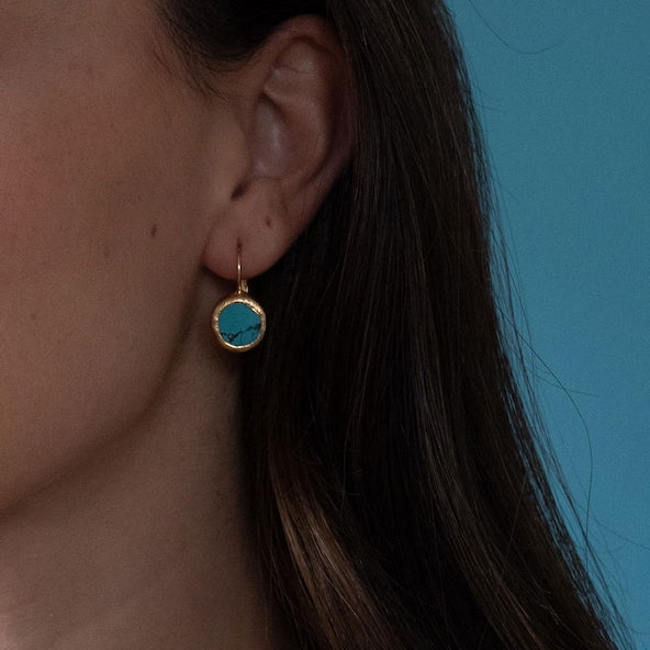 Georgia — Gold Earrings with Turquoise Stone