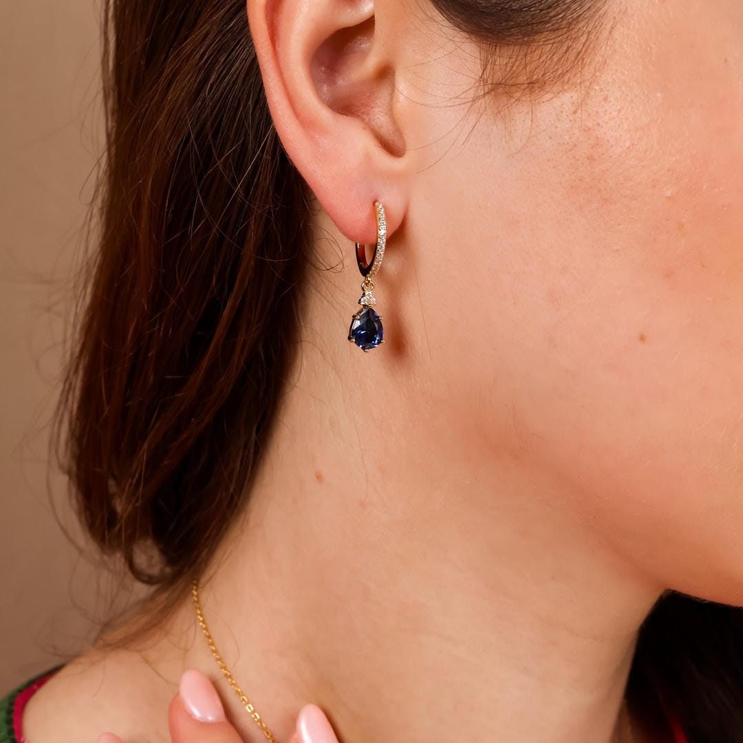 Calista — Sapphire Stone Gold Hoops