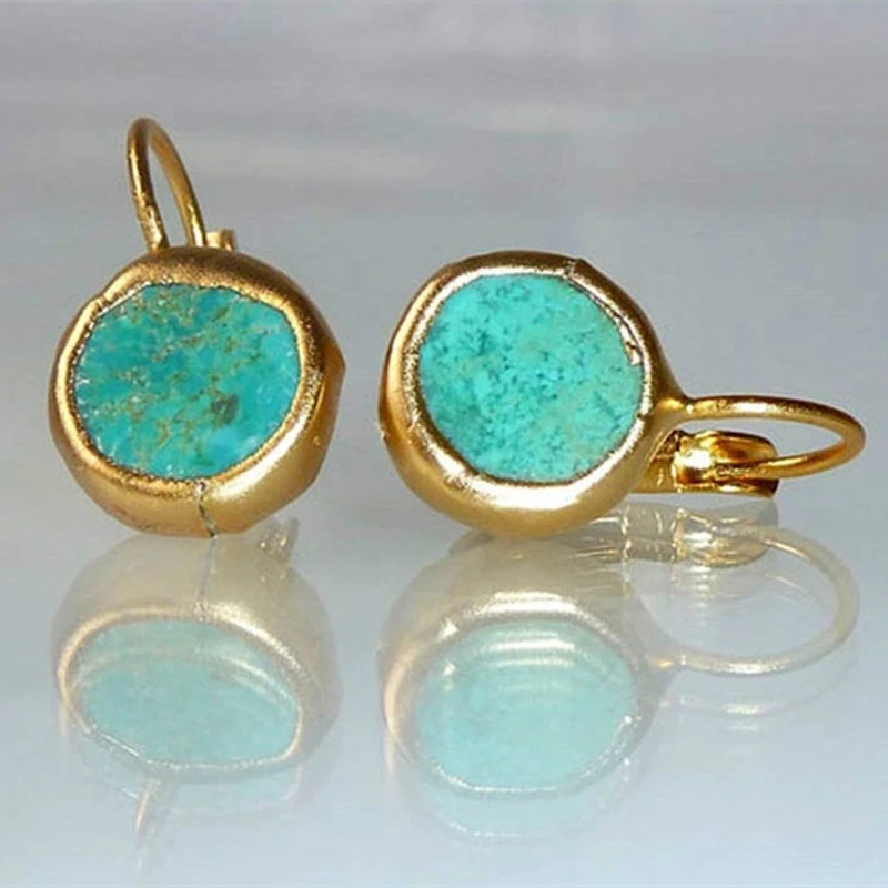 Olivia — Gold Earrings with Turquoise Stones