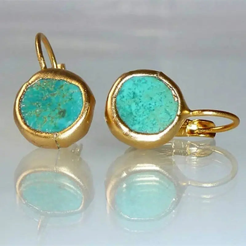 Lydia — Elegant Gold Earrings with Turquoise Stone