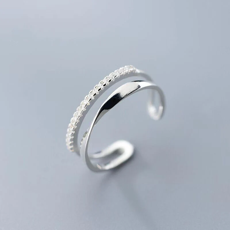 Adjustable Silver Cubic Zirconia Ring