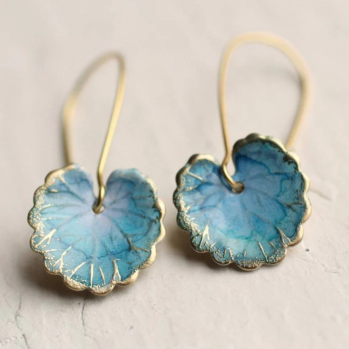Elegant Vintage Blue Leaf Earrings