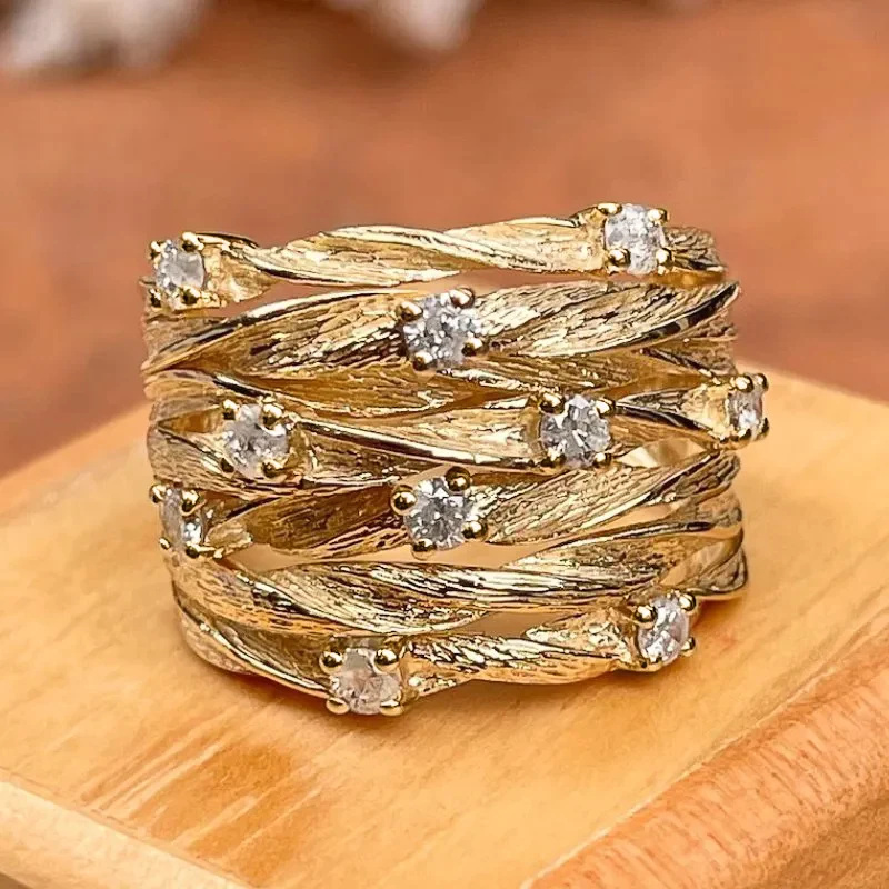Beverly — Vintage Gold Ring with Cubic Zirconia Stones