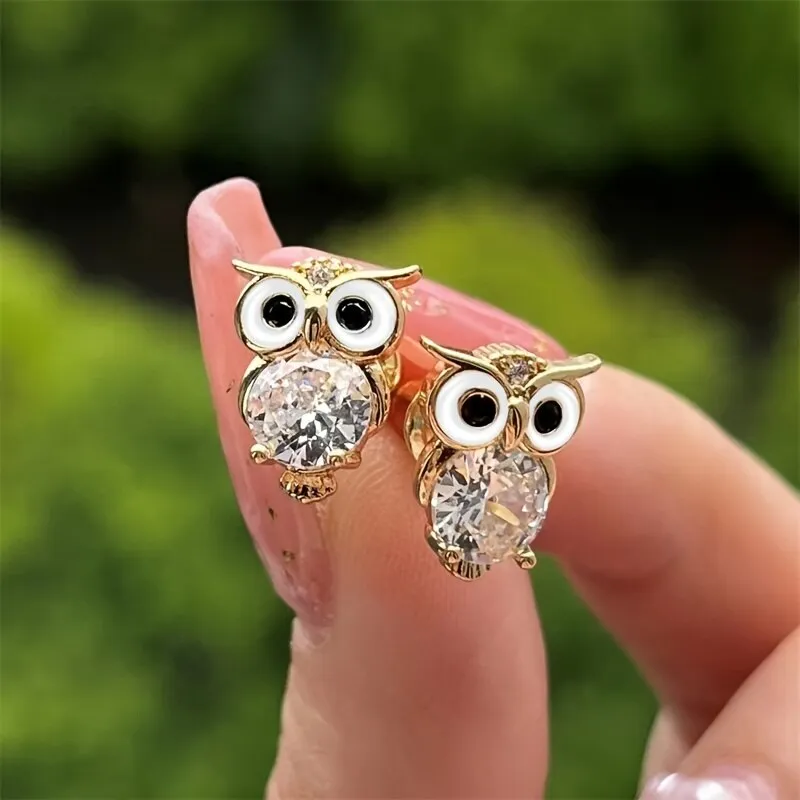 Ruby — Vintage Crystal Owl Earrings