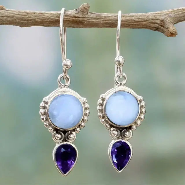 Celeste — Blue Moonstone Vintage Drop Earrings