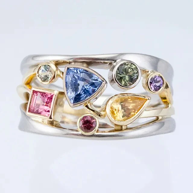 Vintage Ring with Multicolor Cubic Zirconia