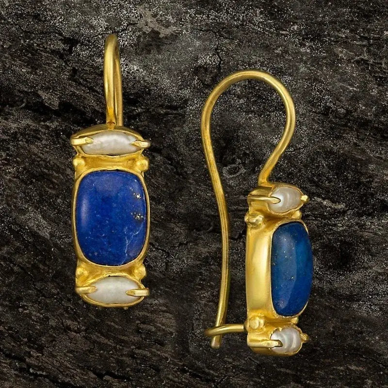 Azura — Blue Stone & Pearl Gold Drops