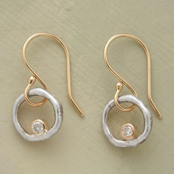 Adrienne — Vintage Earrings in Gold and Silver with Cubic Zirconia