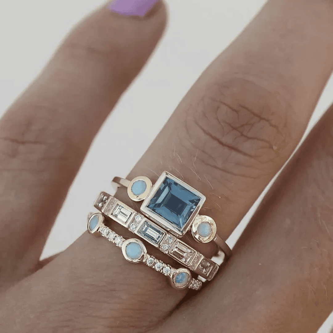 Polly — Ocean Charm Blue Ring Set