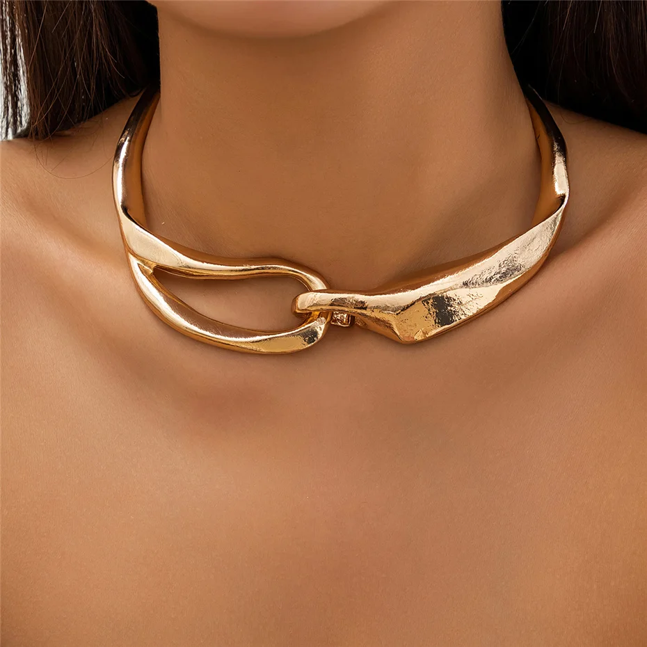 Vanessa — Bold Textured Gold-Tone Necklace