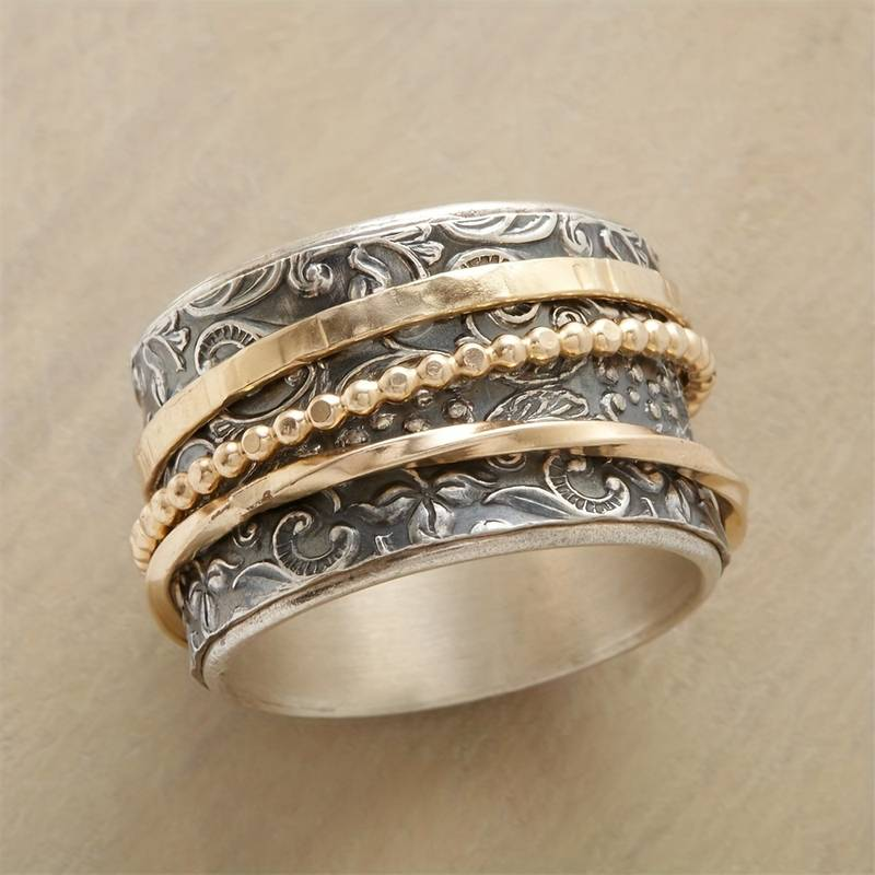 April — Antique Vintage Ring in Gold and Silver