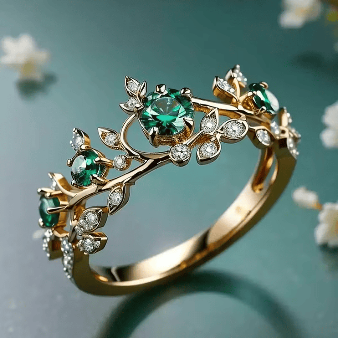 Zora — Classic Emerald Blossom Ring