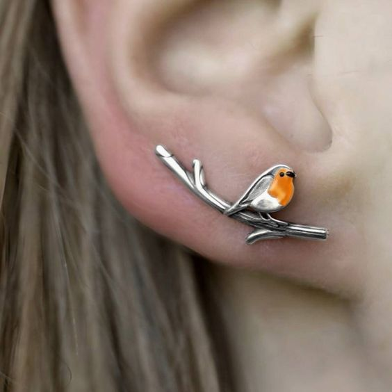 Tessie — Vintage Birdie Silver Earrings