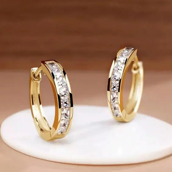 Stephanie — Gold-Tone Crystal Hoop Earrings