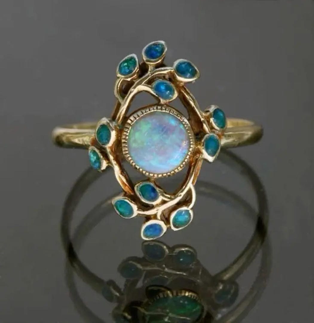 Blue Crystal and Opal Ring