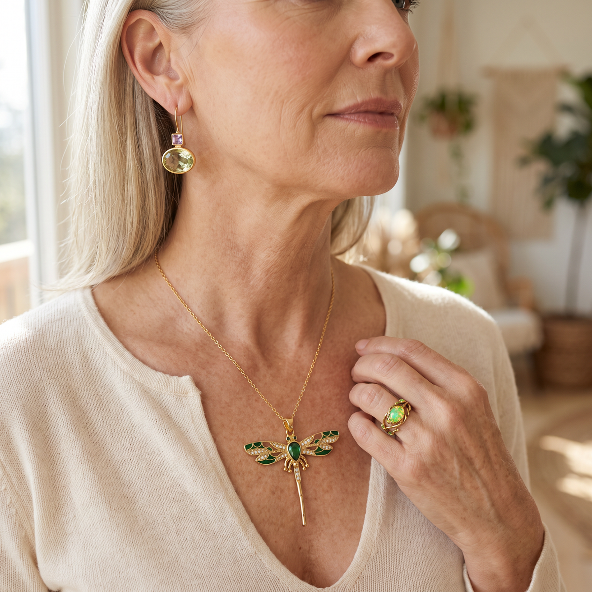 Aurelia — Emerald Light 3-Piece Set worn together