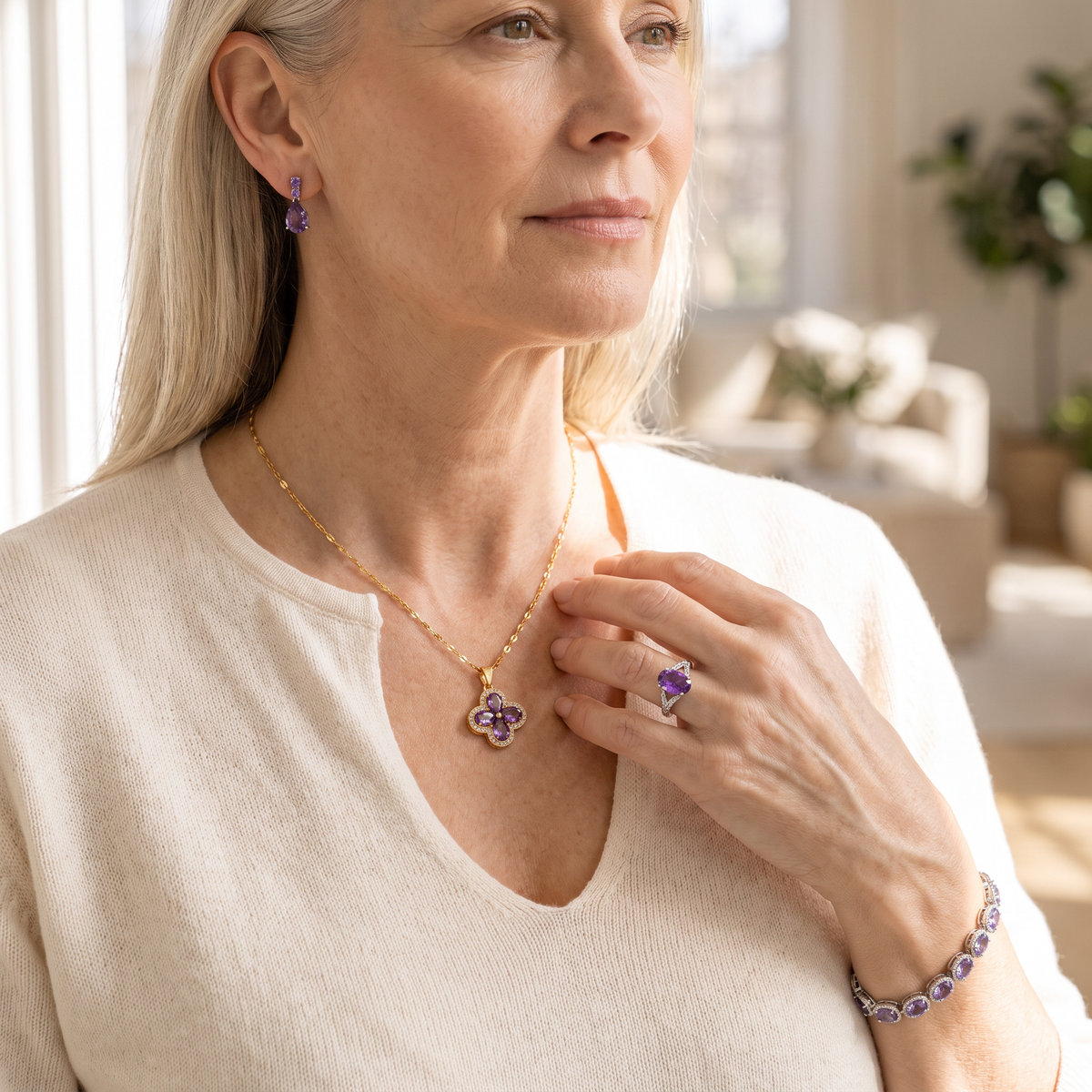 Amethyste — Moonlit Amethyst 4-Piece Set worn together