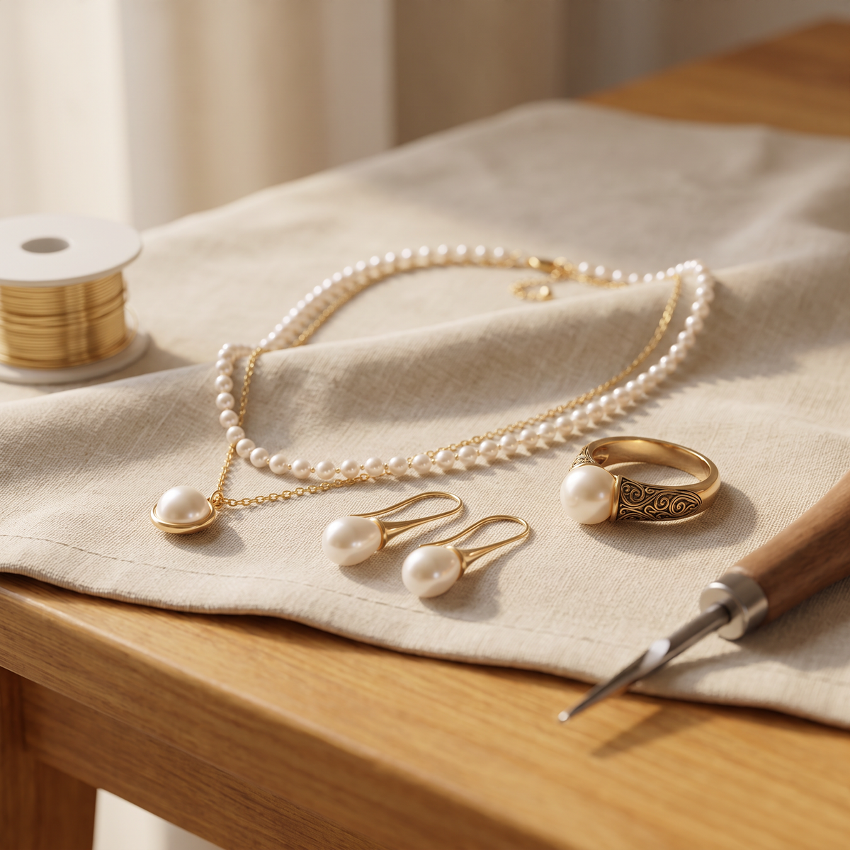 Pearlina — Pearl Promise 3-Piece Set: earrings, necklace and ring