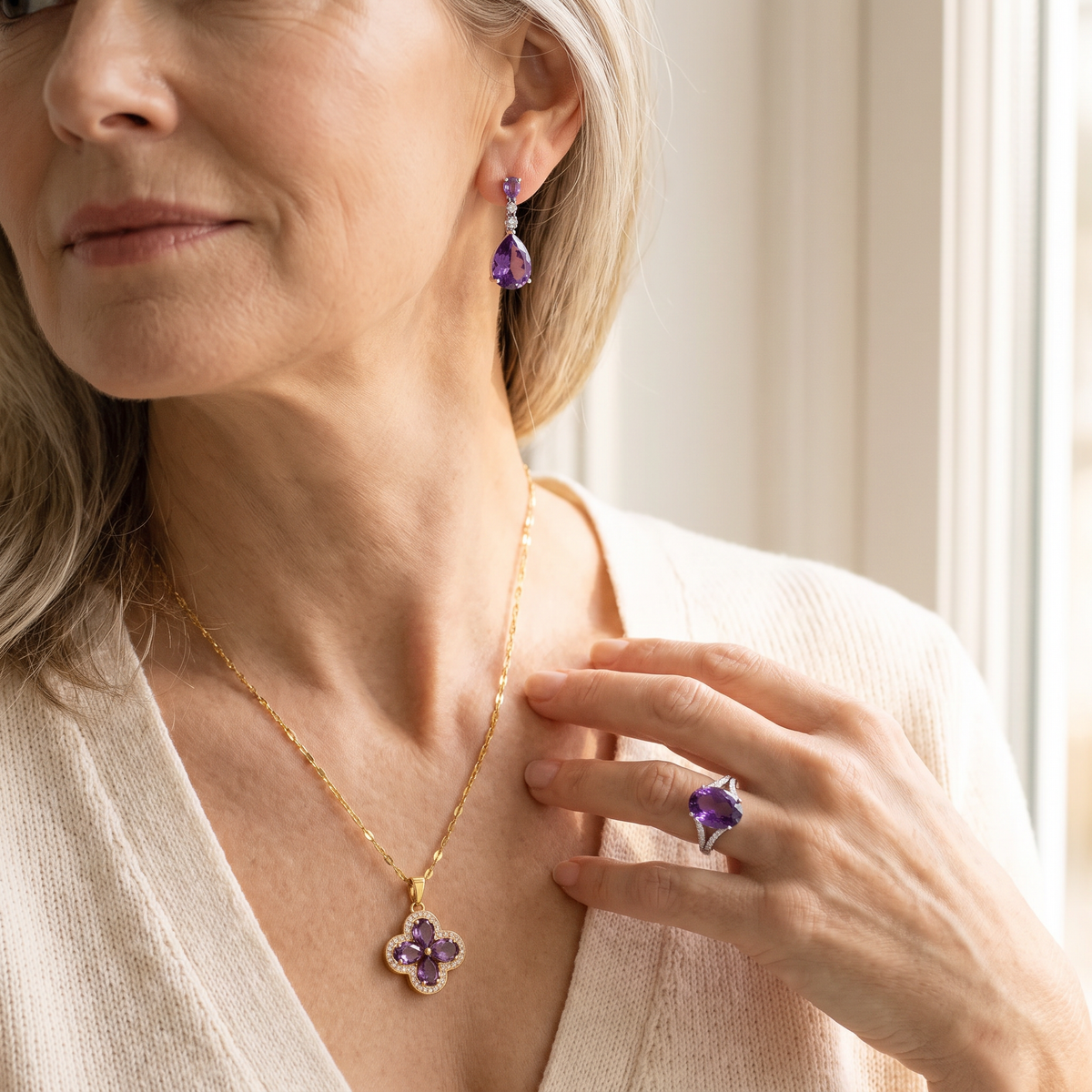 Violette — Amethyst Evening 3-Piece Set worn together