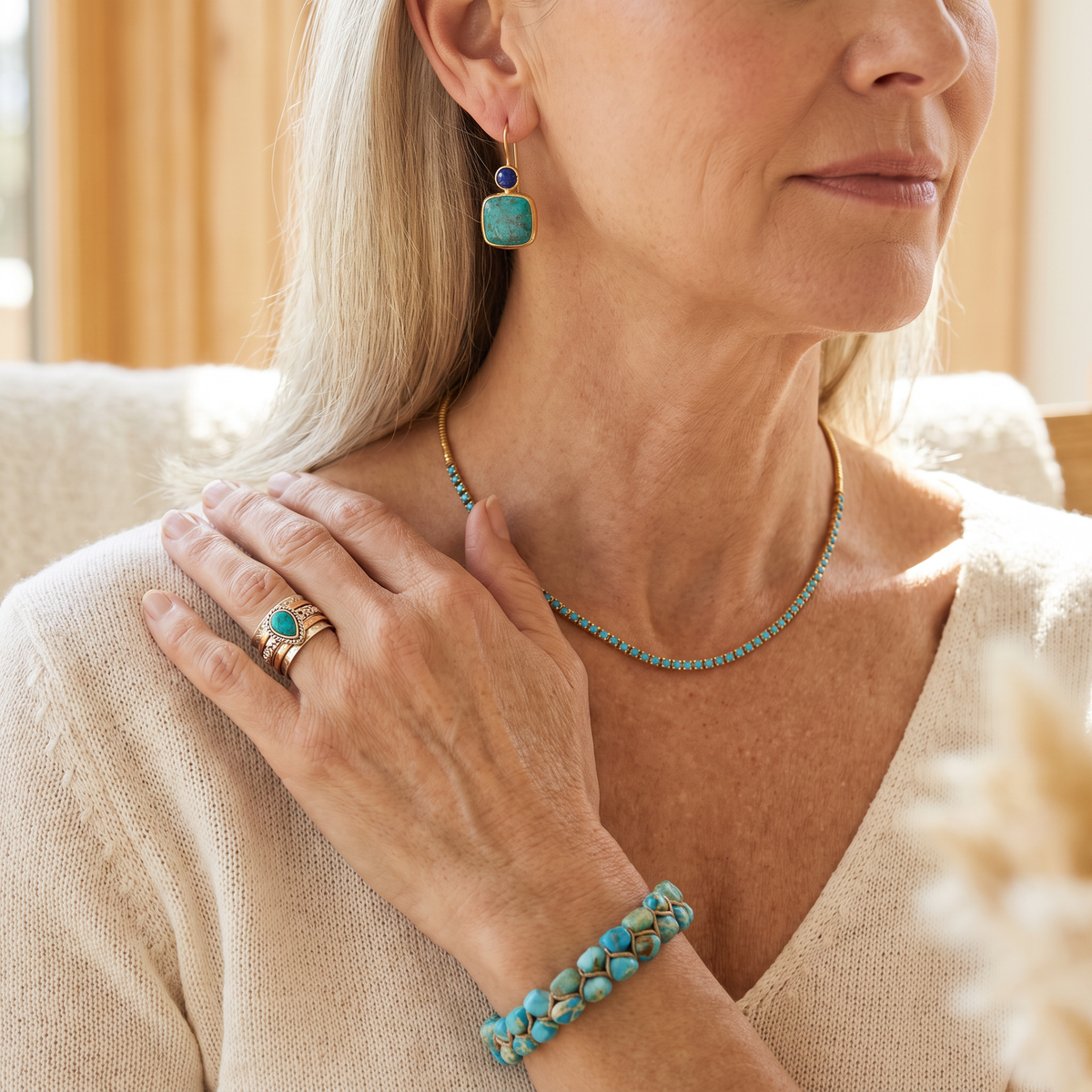 Ottilie — Turquoise Heirloom 4-Piece Set worn together