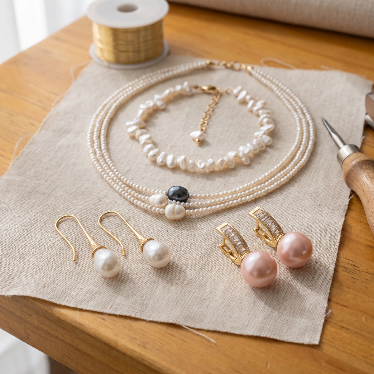Juliette — Pearl Legacy 4-Piece Set: two pairs of earrings, necklace and bracelet