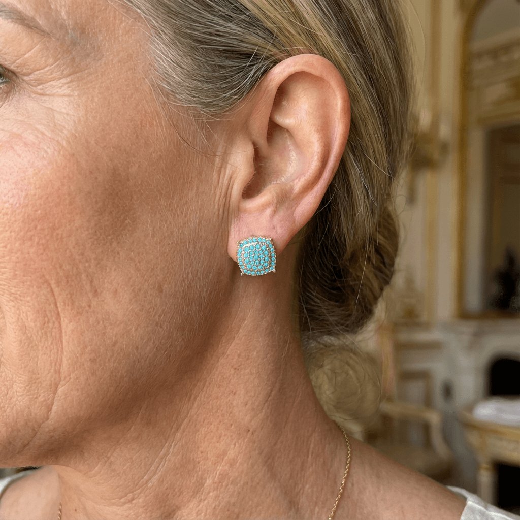 Delia — Synthetic Turquoise Square Stud Earrings
